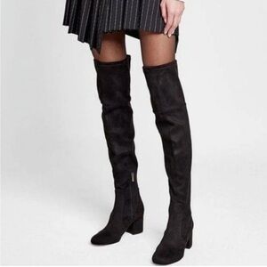 Sam Edelman Varona Black Suede Over the Knee Block Heel Thigh High Fitted Boots